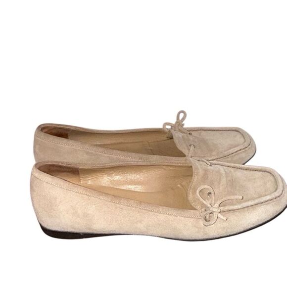 Prada GUC Frasurbane Suede Leather Moccosin Loafers Flats Classic Luxury Beige - Picture 3 of 11
